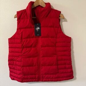 Lands’ End Down Puffer Vest Red 600 Fill Oudoor Gorpcore Winter NWT X-Large